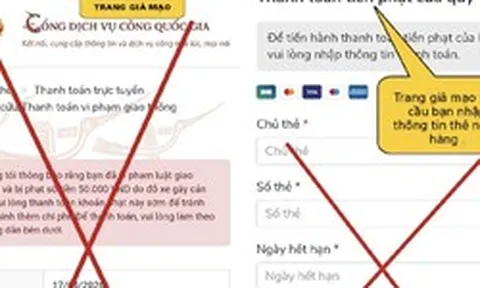 Cảnh báo chiêu lừa "phạt nguội 50.000 VND" qua website giả dịch vụ công