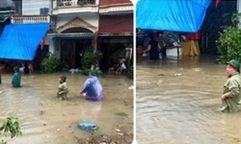Nước dâng nhanh ở Quảng Ninh, nhiều tuyến phố chìm trong biển nước