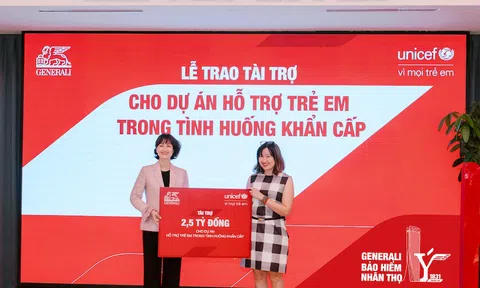 Tập đoàn Generali tài trợ 2,5 tỷ đồng cho dự án bảo vệ trẻ em trong tình huống khẩn cấp thông qua UNICEF