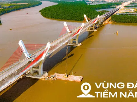 Toàn cảnh khu vực được xây cây cầu trị giá 2.000 tỷ sắp hoàn thành, kết nối Hải Phòng và Quảng Ninh, đưa tuyến phà sông lớn nhất miền Bắc về “nghỉ hưu”.