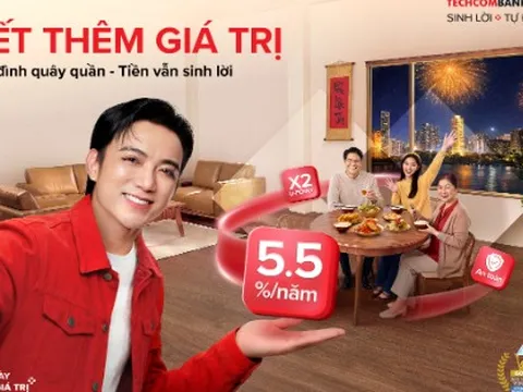 Lợi suất đến 5.5%/năm: Tối ưu từng đồng tiền nhàn rỗi dịp Tết với Techcombank Sinh Lời Tự Động
