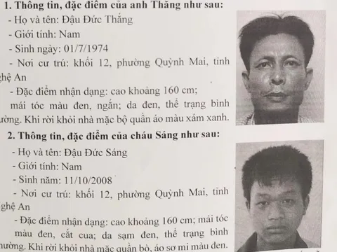 Công an phát thông báo khẩn: Hai bố con ở Nghệ An ra Hà Nội theo lời tuyển dụng qua mạng rồi mất tích bí ẩn